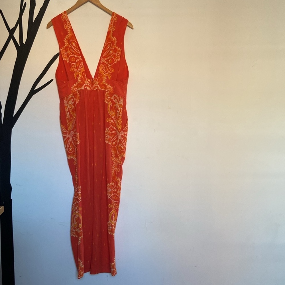 Free People Setting Sun orange sleeveless 100% cotton jumpsuit - Picture 10 of 13